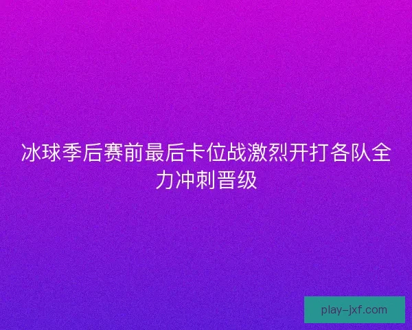 冰球季后赛前最后卡位战激烈开打各队全力冲刺晋级