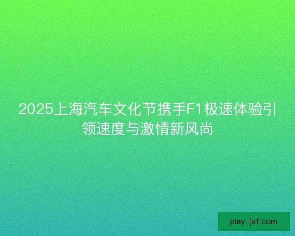 2025上海汽车文化节携手F1极速体验引领速度与激情新风尚 2025上海汽车文化节携手F1极速体验引领速度与激情新风尚